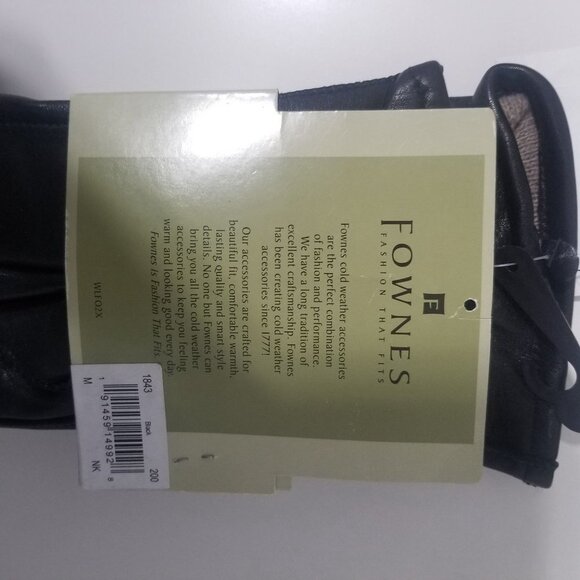 NWT Fownes Black‎ Leather & Wool/Cashmere Blend Gloves Size M - Picture 3 of 6
